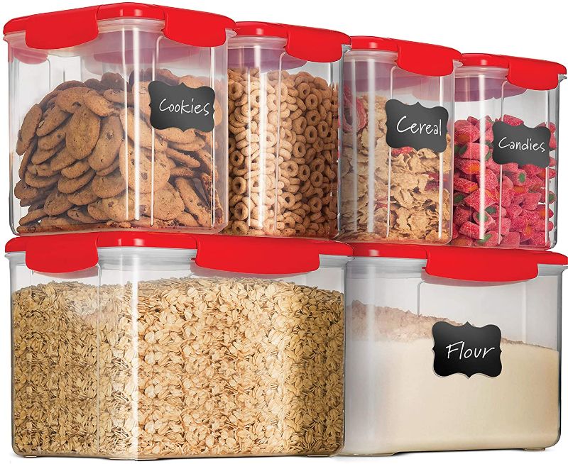 Photo 1 of 12-Piece Airtight Food Storage Containers With Lids - BPA FREE Plastic Kitchen Pantry Storage Containers - Dry-Food-Storage Containers Set For Flour, Cereal, Sugar, Coffee, Rice, Nuts, Snacks Etc.
