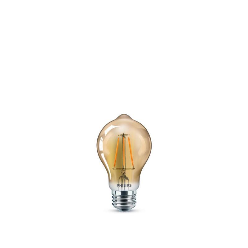 Photo 1 of SE OF 8 Philips 60-Watt Equivalent A19 Dimmable Vintage Glass Edison LED Light Bulbs Amber Warm White (2000K) (1-Bulb)
