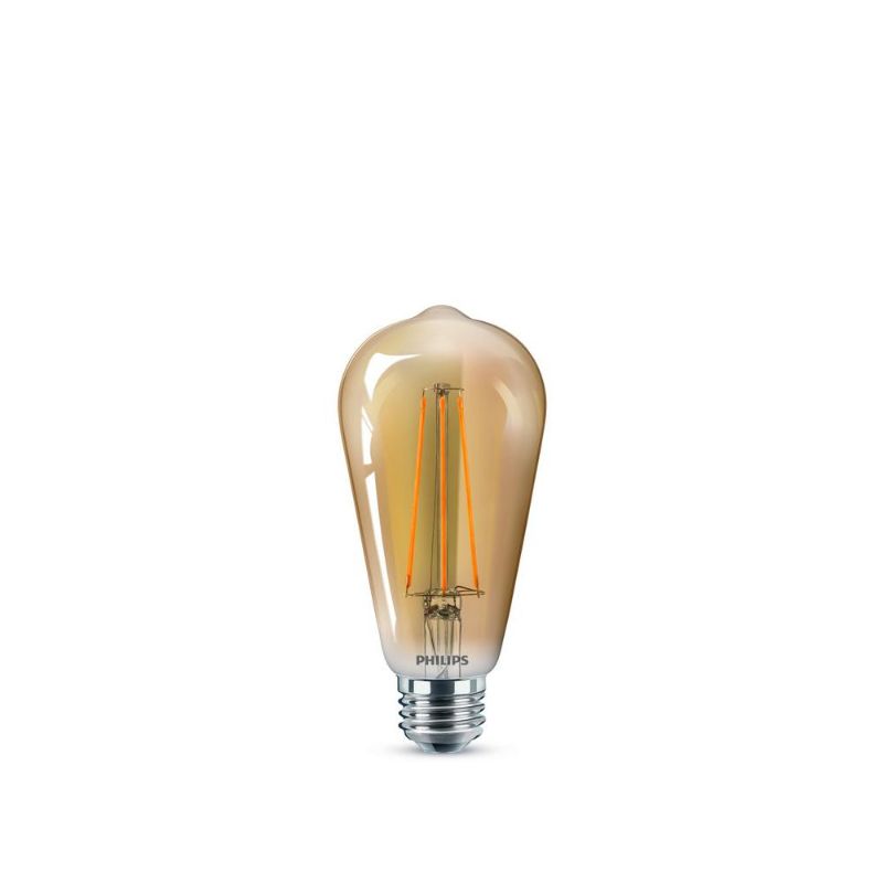 Photo 1 of BUNDLE, SET OF 4 Philips 60-Watt Equivalent A19 Dimmable Vintage Glass Edison LED Light Bulb Amber Warm White (2000K) (1-Bulb)
AND, SET OF 2 Philips 40-Watt Equivalent ST19 Dimmable Vintage Glass Edison LED Light Bulb Amber Warm White (2000K) (1-Bulb)

