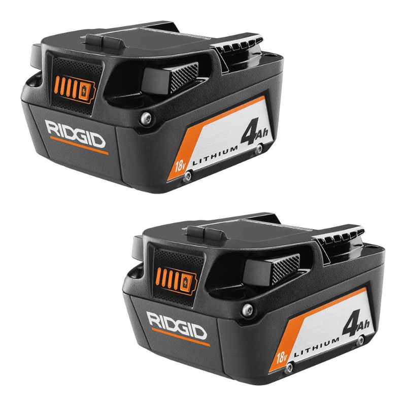 Photo 1 of RIDGID 18V Lithium-Ion 4.0 Ah Battery (2-Pack)
