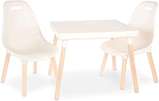 Photo 1 of B. Toys by Battat Spaces by Battat – Kids Furniture Set – 1 Craft Table & 2 Kids Chairs with Natural Wooden Legs (Ivory) ***maybe missing some hardware***
