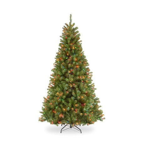 Photo 1 of National Tree Company 7.5' North Valley Spruce Hinged Tree with 550 Multicolor Lights - Green
