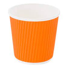 Photo 1 of 4 oz Tangerine Orange Paper Coffee Cup - Ripple Wall - 2 1/2" x 2 1/2" x 2 1/4" - 500 count box
**missing some cups***