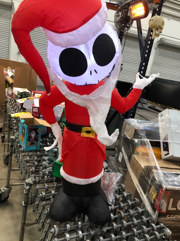 Photo 2 of 4 Ft Pre-Lit LED Airblown Disney Jack Skellington as Santa Christmas Inflatable
