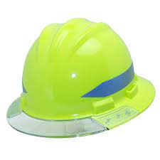 Photo 1 of 2 Hi-Vis Full Brim Above View Hard Hat with Clear Brim Visor 4-Point Ratchet Suspension System and Cotton Brow Pad