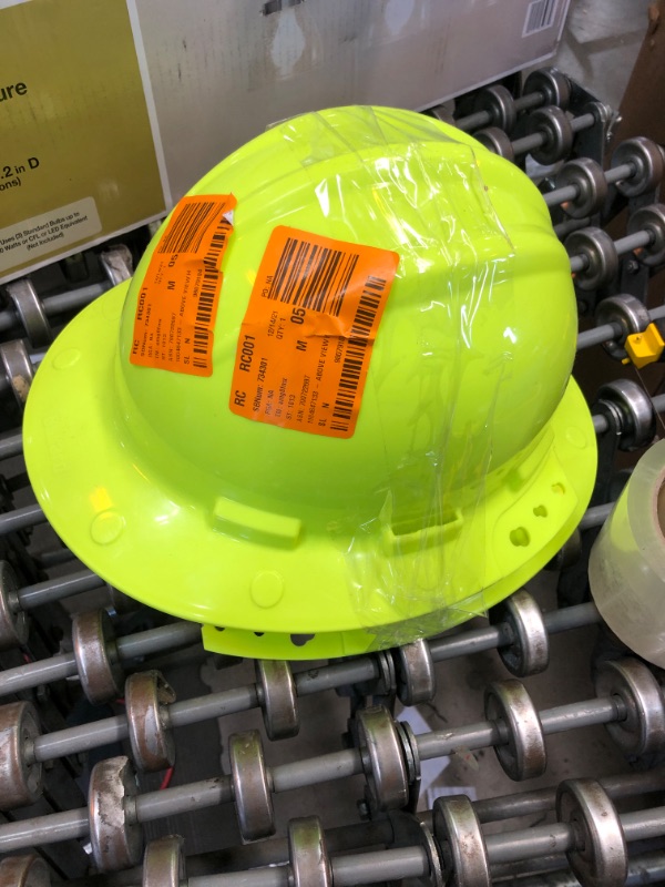 Photo 2 of 2 Hi-Vis Full Brim Above View Hard Hat with Clear Brim Visor 4-Point Ratchet Suspension System and Cotton Brow Pad