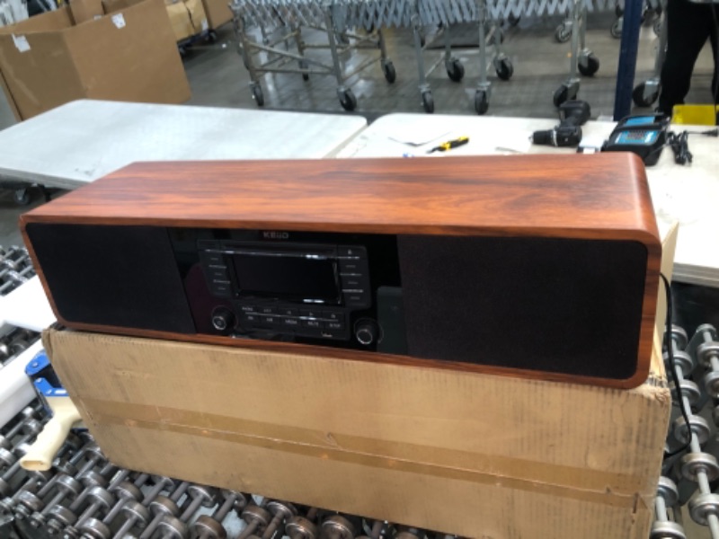 Photo 2 of KEiiD CD Player for Home with Bluetooth Stereo System Wooden Desktop Speakers FM Radio USB SD AUX Remote Control, 28 Inch Long 20 Pounds Weight
