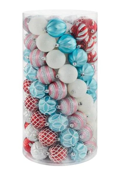 Photo 1 of 2.36 in. Multi Color Shatterproof Ornament Pack Seasonal Confections (101-Count)
