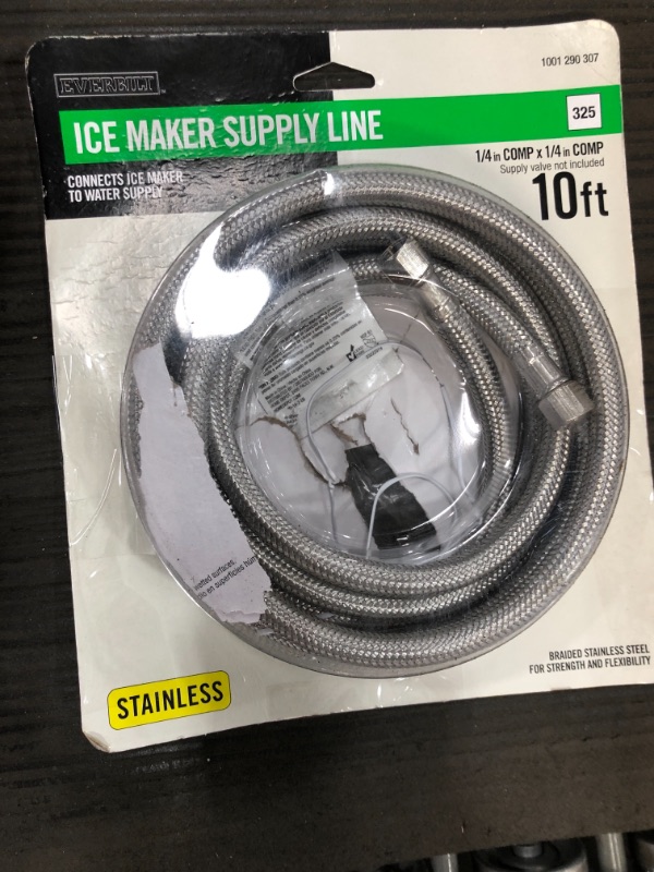 Photo 2 of 1/4 in. x 1/4 in. x 120 in. Maker Supply Line in Stainless Steel Ice
