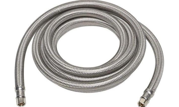 Photo 1 of 1/4 in. x 1/4 in. x 120 in. Maker Supply Line in Stainless Steel Ice
