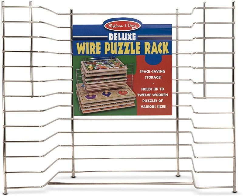 Photo 1 of Melissa & Doug Deluxe Metal Wire Puzzle Storage Rack for 12 Small and Large Puzzles
