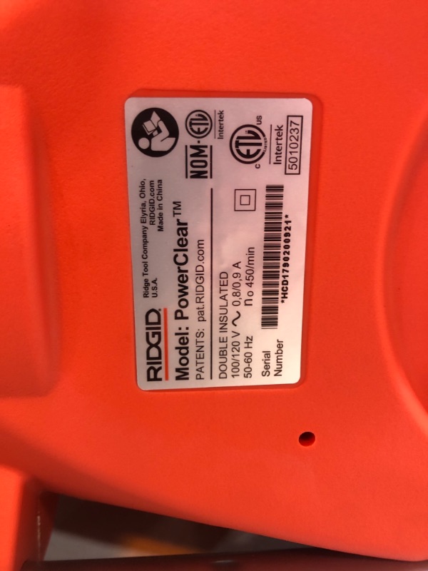 Photo 3 of (does not power on when plugged in)
RIDGID PowerClear Drain Cleaner