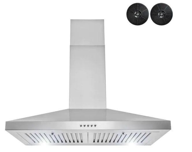 Photo 1 of (DENTED EDGE)
30 in. 217 CFM Convertible Kitchen Wall Mount Range Hood in Stainless Steel with Push Panel, LEDs and Carbon Filters
