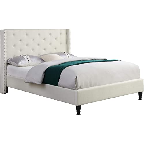 Photo 1 of (BOX 2 OF 2)
(THIS IS NOT A COMPLETE BED SET)
Home Life Premiere Classics Cloth Light Beige Cream Linen 51" Tall Headboard Platform Bed with Slats KING