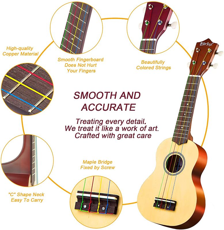 Photo 1 of (CRACKED FRONT PANEL; DETACHING EDGE)
Everjoys Soprano Ukulele Beginner Pack-21 Inch w/Rainbow String