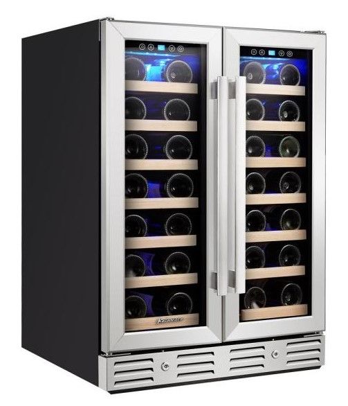 Photo 1 of (DENTED BACK BOTTOM)
Kalamera 24 in. 40-Bottle Wine Cooler Built-In Two Door Dual Zone, Stainless Steel Door and Handle