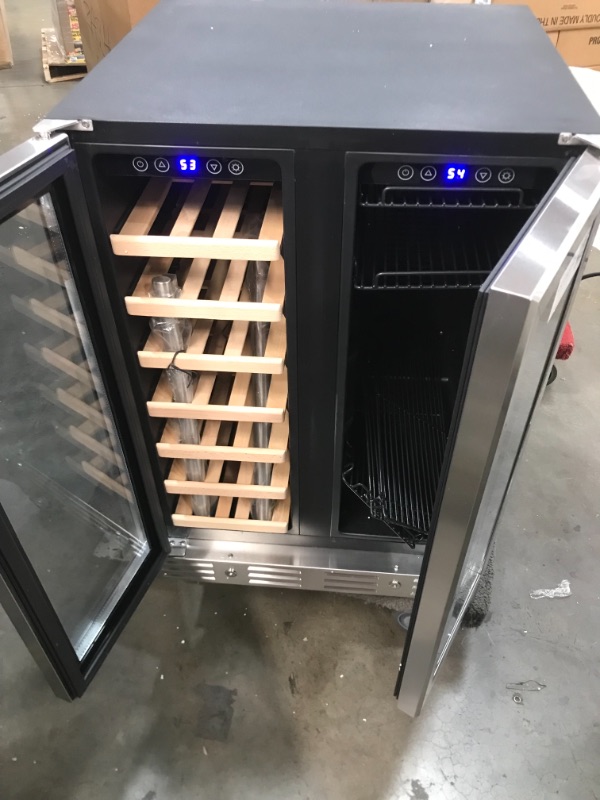 Photo 2 of (DENTED BACK BOTTOM)
Kalamera 24 in. 40-Bottle Wine Cooler Built-In Two Door Dual Zone, Stainless Steel Door and Handle