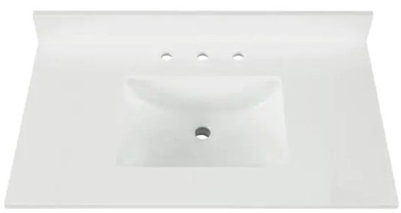 Photo 1 of 37 in. W x 22 in. D x 0.75 in. H Quartz Vanity Top in Snow White with White Basin
