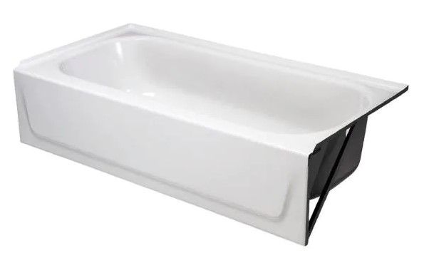 Photo 1 of (DENTED EDGES)
Aloha 60 in. Right Drain Rectangular Alcove Soaking Bathtub in White
