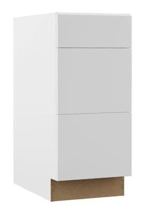 Photo 1 of (2 set combo) Hampton Bay Designer Series Edgeley Assembled 21x34.5x23.75 in. Drawer Base Kitchen Cabinet in White AND Designer Series Edgeley Assembled 15x34.5x23.75 in. Drawer Base Kitchen Cabinet in White