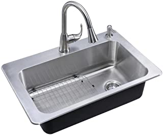 Photo 1 of (DENTED CORNER)
Glacier Bay All-in-One Drop-in Stainless Steel 33 in. 2-Hole Single Basin Kitchen Sink