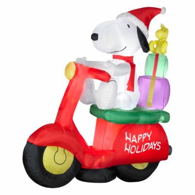 Photo 1 of 6 Ft Pre-Lit LED Airblown Peanuts Snoopy with Woodstock on Moped Scene Christmas Inflatable
