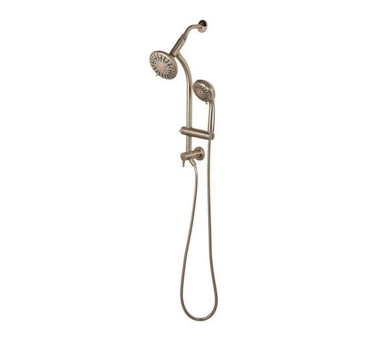 Photo 1 of 6-Spray Wall Bar Raincan Showerhead with 6-Spray Handshower in Brushed Nickel