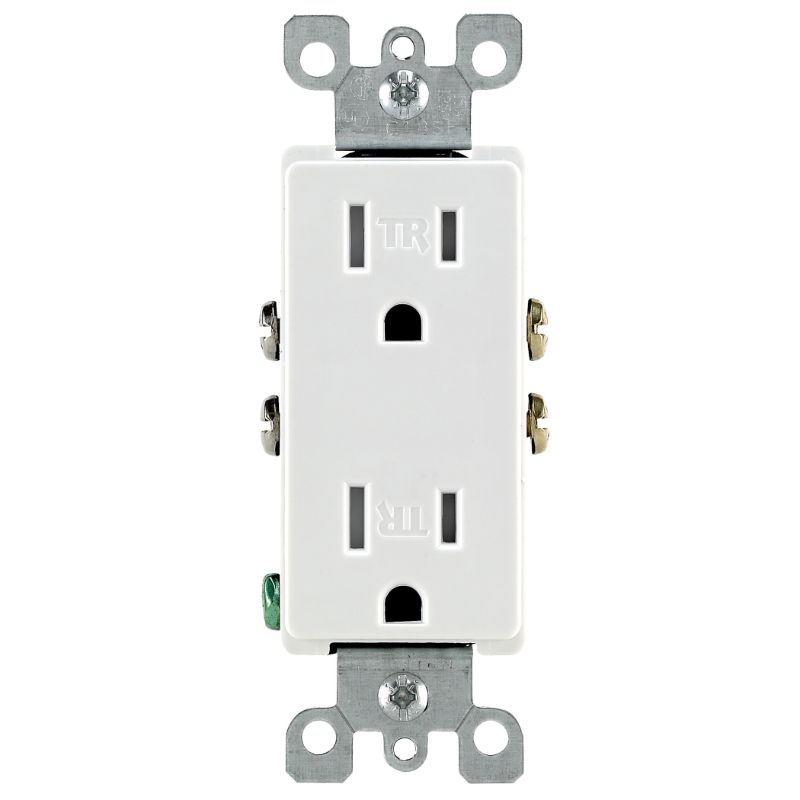 Photo 1 of Leviton Decora 15 Amp Tamper-Resistant Duplex Outlet, White (8-Pack)