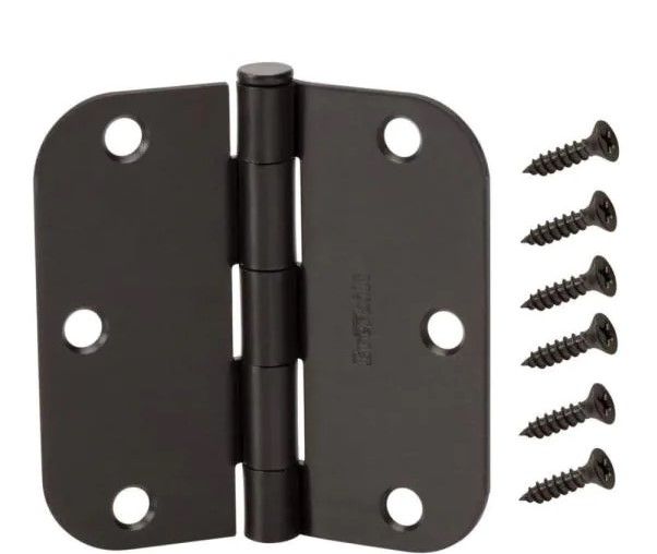 Photo 1 of 3-1/2 in. x 5/8 in. Radius Oil-Rubbed Bronze Door Hinge Value Pack (12 per Pack)
