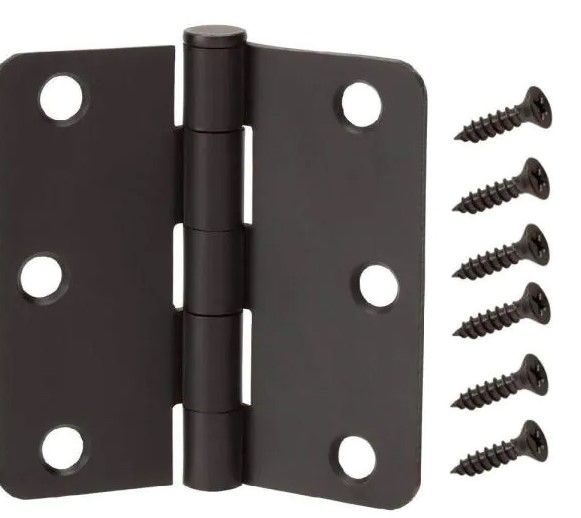 Photo 1 of 15 count***3-1/2 in. x 1/4 in. Radius Oil-Rubbed Bronze Door Hinge
