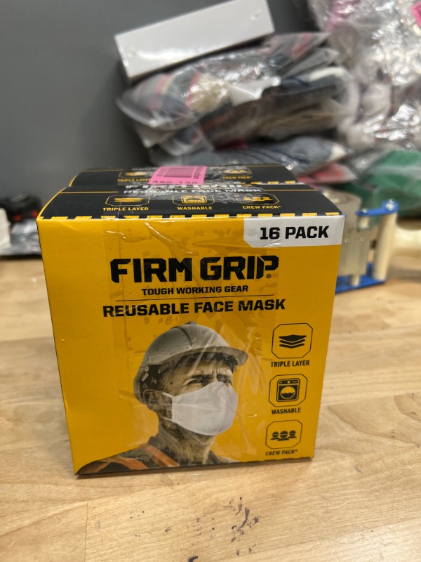 Photo 1 of Firm Grip Reusable Face Mask- Tough Working Gear (32 COUNT) SOLD AS IS 
**NOT REFUNDABLE**
