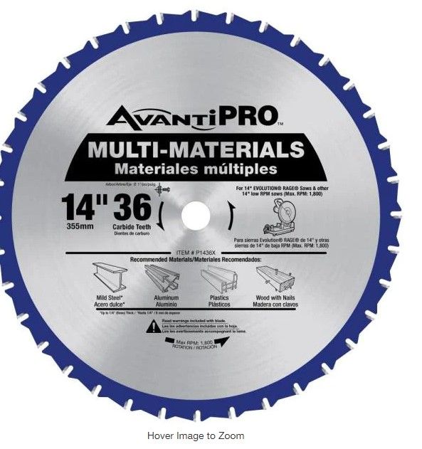 Photo 1 of 14 in. x 36-Tooth Multi-Material Circular Saw Blade