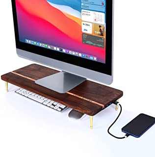 Photo 1 of CRAFT KITTIES Monitor Stand Wood Riser with 4 USB Ports, Computer Monitor Stand with America Walnut Data Transfer Charging Hub -Compatible with Computer, Mac, PCs, Smartphone, iPhone, and Tablet
