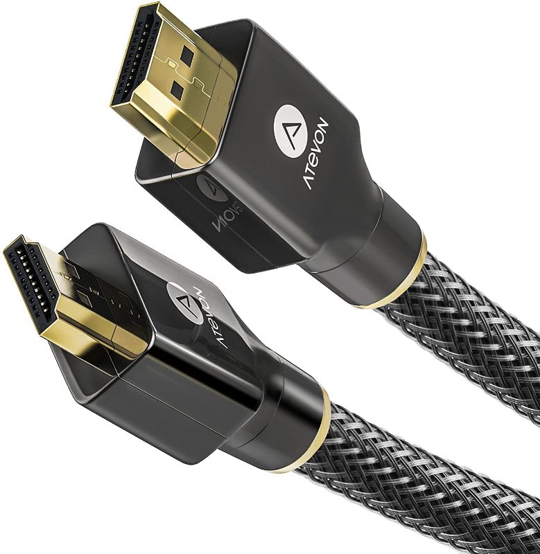 Photo 1 of 4K HDMI Cable 6ft (2-Pack) - Atevon High Speed 18Gbps HDMI 2.0 Cable - HDCP 2.2-4K HDR, 3D, 2160P, 1080P, Ethernet - 28AWG Braided HDMI Cord - Audio Return Compatible with TV, PC, Blu-ray Player (BUNDLE OF 2 BOXES, 4 TOTAL)
