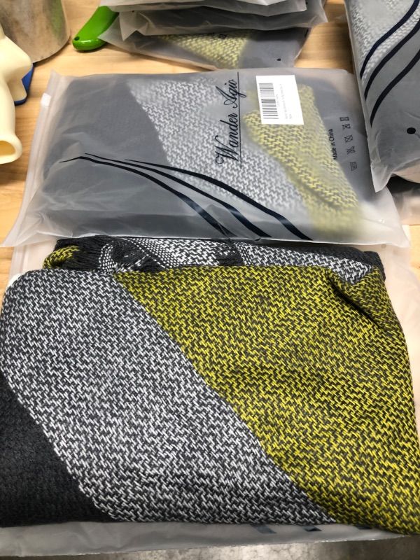 Photo 2 of 2 Pack
Wander Agio Womens Warm Long Shawl Winter Wraps Large Scarves Knit Cashmere Feel Plaid Triangle Scarf, Big Yellow Grey
