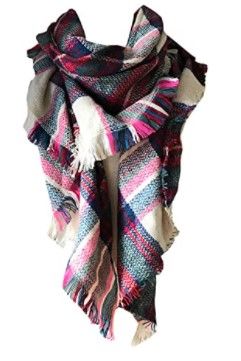 Photo 1 of 2 Pack
Wander Agio Womens Warm Long Shawl Winter Wraps Large Scarves Knit Cashmere Feel Plaid Triangle Scarf, Beige Pink Color 
