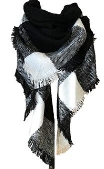 Photo 1 of 2 Pack 
Wander Agio Womens Warm Long Shawl Winter Wraps Large Scarves Knit Cashmere Feel Plaid Triangle Scarf, Big Black White
