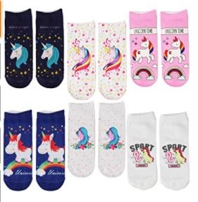 Photo 1 of No Show Unicorn Socks for Girls Low Cut Crew Kid Socks for 8-12 Years 6 PAIRS 
2 PACKS OF  6 PAIRS EACH (12 PAIRS TOTAL )

