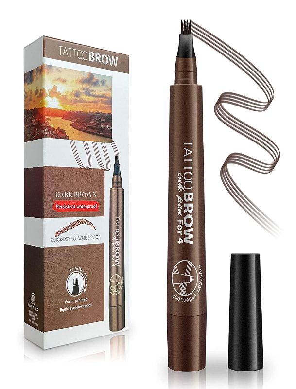 Photo 1 of 4 Point Eyebrow Pencil Dark Brown A-minusone Waterproof Tint Microblading Pen Makeup Creates Natural Looking Brows and Stays on 24H 3-PACK
