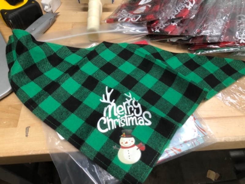 Photo 2 of 19 pack-
Dog Bandana Christmas Classic Plaid Pet Scarf Triangle Bibs Kerchief Merry Christmas Santa Snowman Print Pet Bandana for Small Medium Large Dogs Cats Pets (Red & Green)
