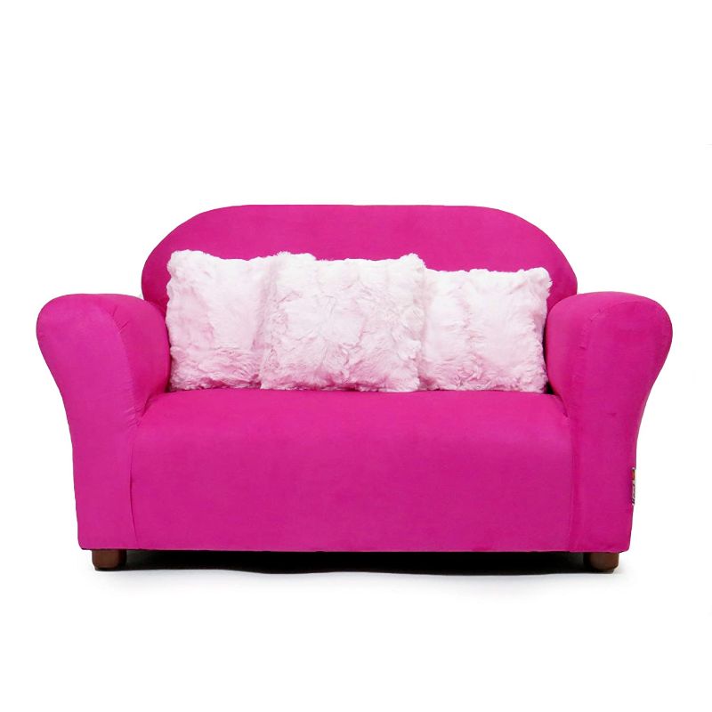 Photo 1 of Keet Plush Childrens Sofa with Accent Pillows, Hot Pink
