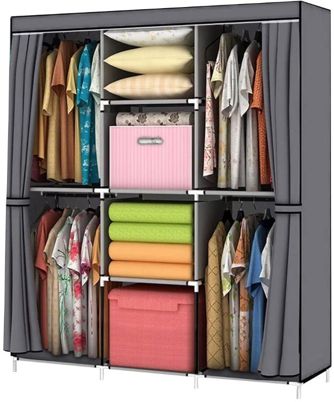 Photo 1 of YOUUD Wardrobe Storage Closet Clothes Portable Wardrobe Storage Closet Portable Closet Organizer Portable Closets Wardrobe Closet Organizer Shelf Wardrobe Clothes Organizer Standing Closet Gray
