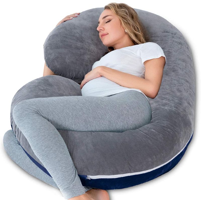Photo 1 of INSEN Pregnancy Pillow,Maternity Body Pillow with Velvet Cover,C Shaped Body Pillow for Pregnant Women
Color:Grey+blue Velvet