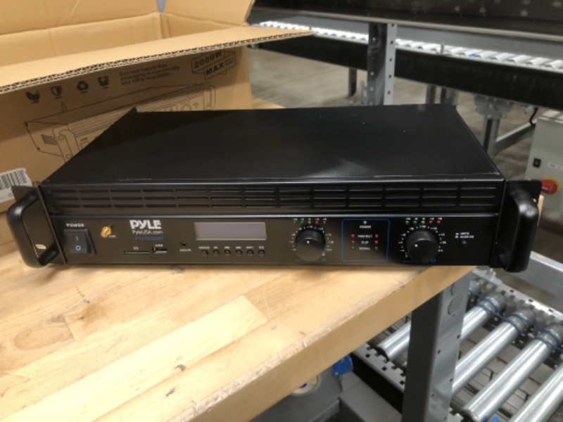 Photo 8 of 2-Channel Bluetooth Power Amplifier - 2000W Bridgeable Rack Mount Pro Audio Sound Wireless Home Stereo Receiver w/TRS XLR Input, LCD, Bridge Mode, Cooling Fan - Entertainment Speaker System - Pyle
