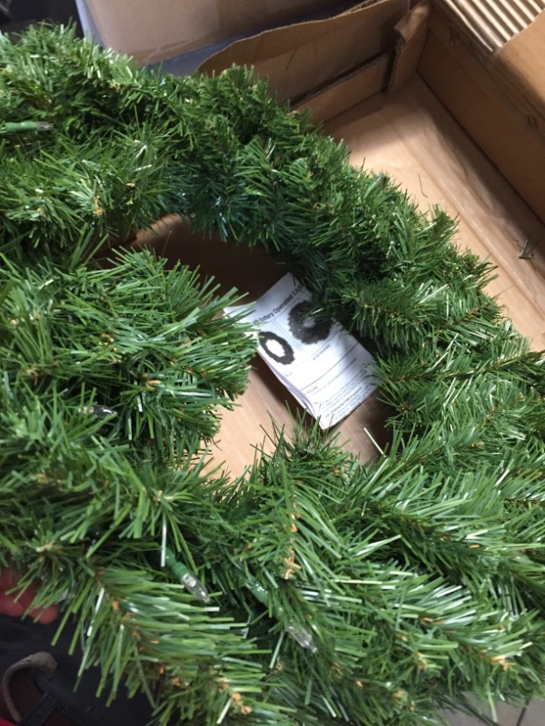 Photo 1 of National Tree Company Pre-Lit Artificial Christmas Wreath, Green