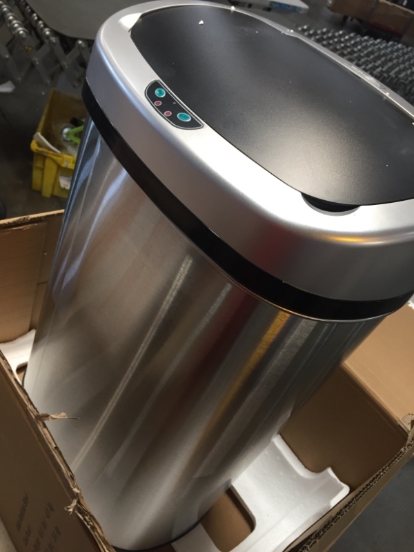 Photo 2 of 13 Gallon 50 Liter Kitchen Trash Can with Touch-Free & Motion Sensor, Automatic Stainless-Steel Garbage Can