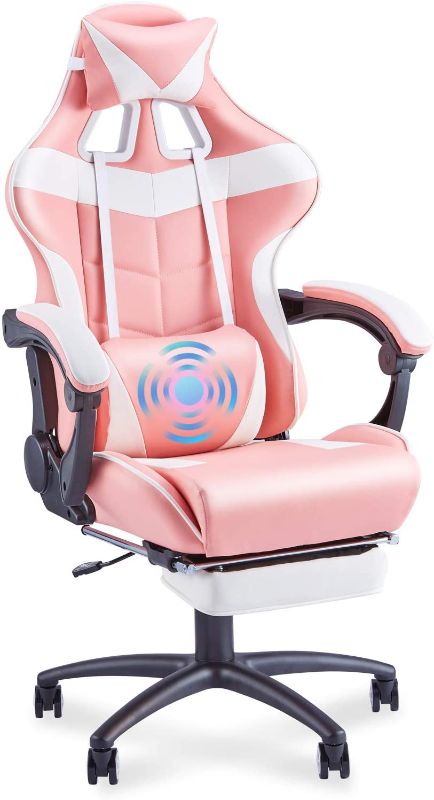 Photo 1 of Soontrans Gaming Chair Pink for Big and Tall Person 400lbs, High Back Gamer