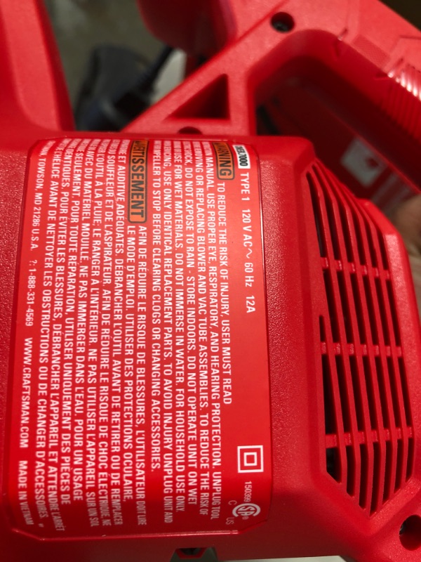 Photo 1 of Craftsman Leaf Blower / Leaf Vacuum & Mulcher, 12-Amp (cmebl7000)