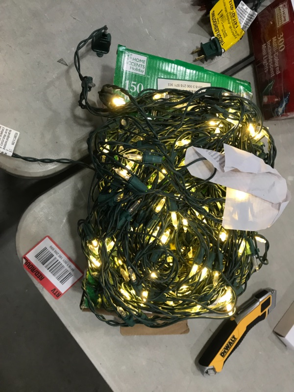 Photo 3 of 2 items 
Home Accents Holiday 48 in. x 72 in. 150-Light Warm White Mini LED Net Lights ($15)
Home Accents Holiday 300-Light Mini Multi Color String Lights ($9)