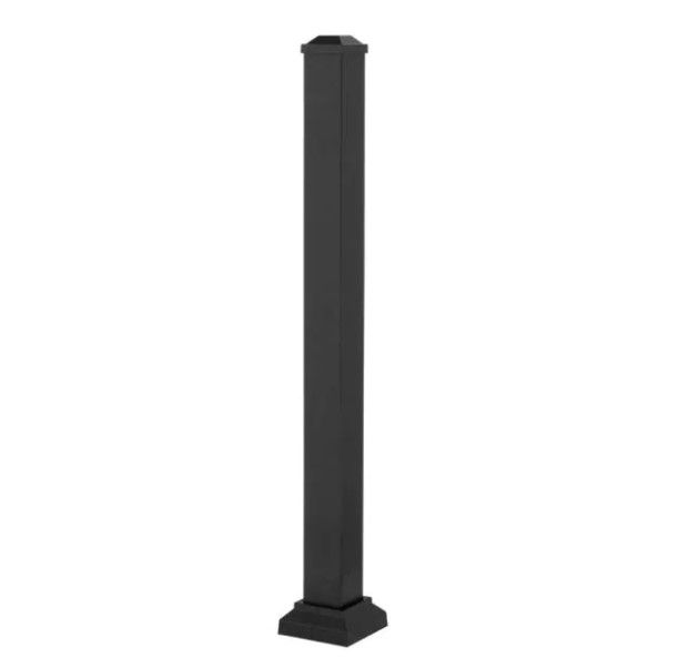 Photo 1 of 3 in. x 3 in. x 36 in. Black Powder Coated Aluminum Deck Post Kit

